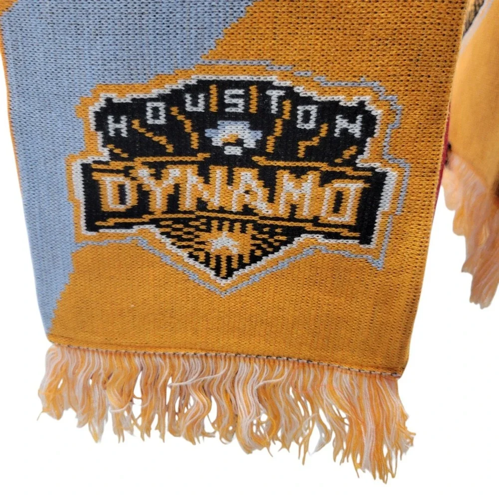 Houston Dynamo MLS Soccer Scarf Adidas Gold Gray Stripe Knit‎ Accessory HG10290